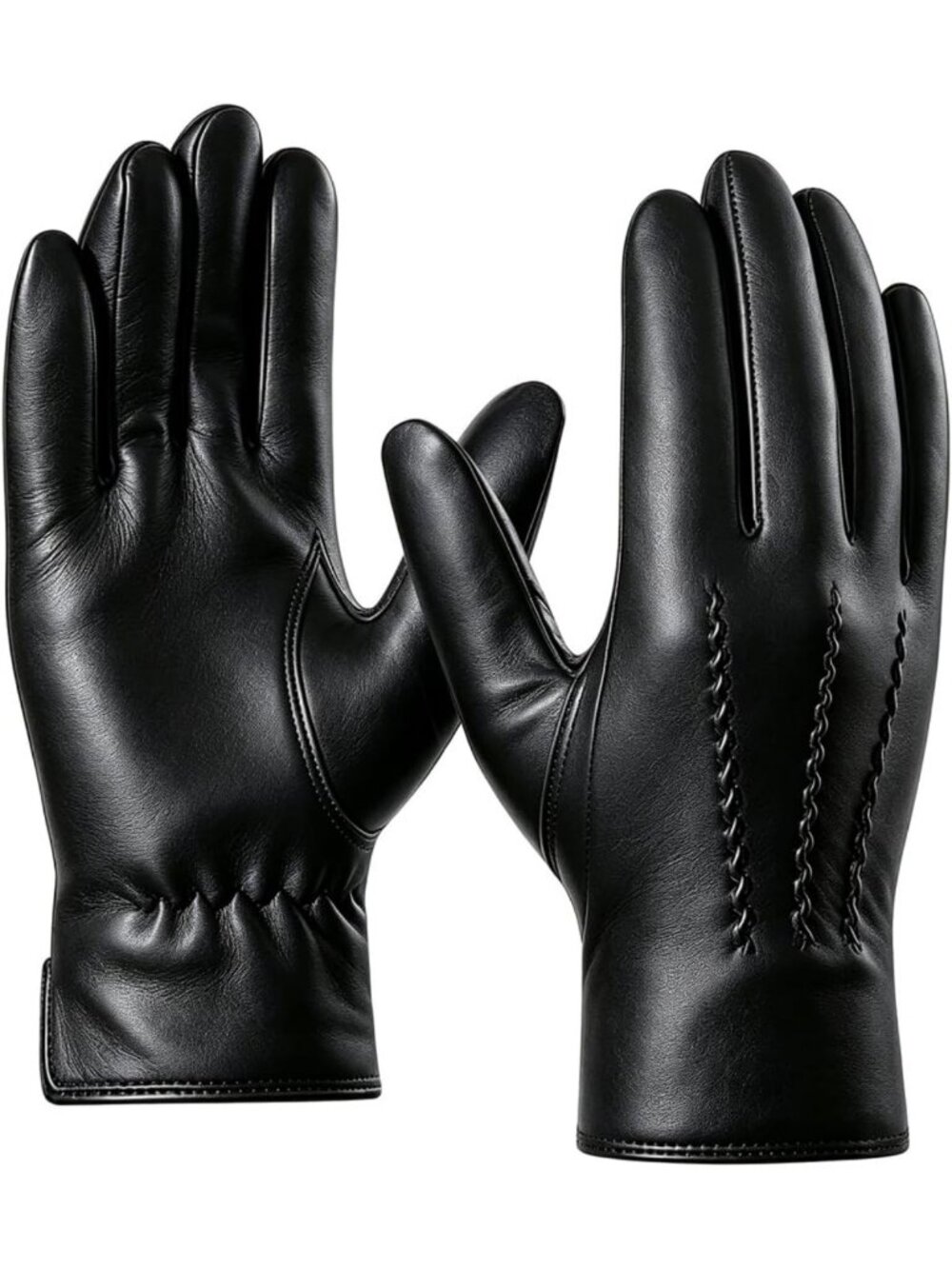 Men's Winter Leather Gloves - Sheepskin Driving Gloves, Cashmere Lined Warmth